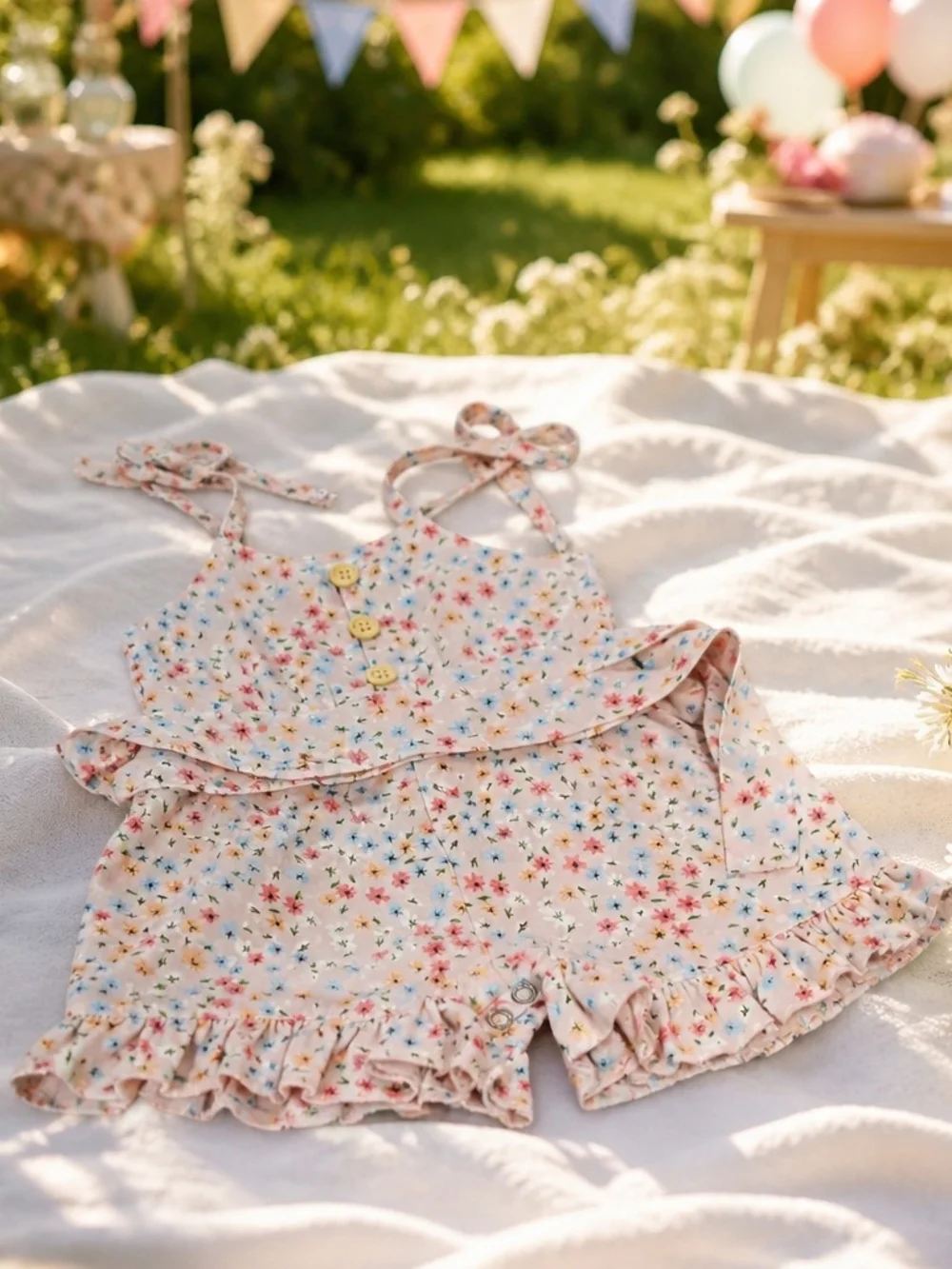 Bailey's Blossoms Pastel Floral Baby Romper Sz 3/6 Months